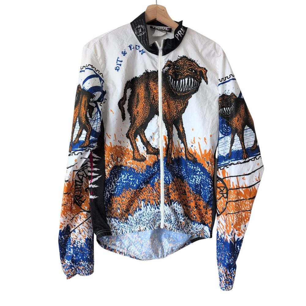 SUPER RARE Vintage Primal Wear Biking Jersey Large - Dog‎ Cycling Full Zip